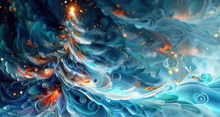 A fsetive paper quiling design of colourful tree UHD wallpaper