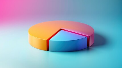 Fototapeta premium A modern 3D illustration of a pie chart icon, symbolizing data and analytics. The design is clean and effective, with smooth gradients and shadows that create depth and dimension. The minimalistic