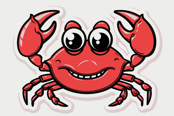 Fototapeta premium Happy Crab Cartoon Illustration 