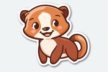 Obraz premium Playful Binturong Buddy: Adorable cartoon binturong with a cheerful grin, perfect for stickers, children's illustrations, and animal lovers. 