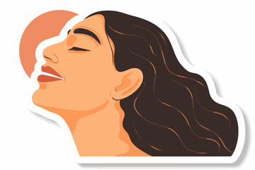 Sun-Kissed Serenity: A young woman with flowing dark hair basks in the warm glow of the sun, her eyes closed in pure bliss. 