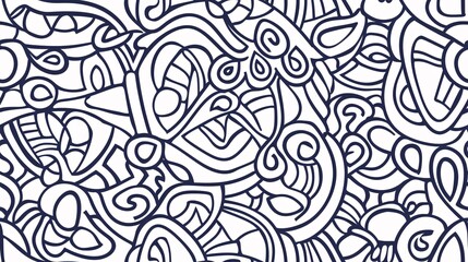 Fototapeta premium Seamless pattern Abstract Swirls: A mesmerizing pattern of interconnected lines and shapes in a calming blue hue. This abstract design evokes a sense of complexity and fluidity