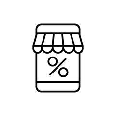 Mobile shop outline icons, minimalist vector illustration ,simple transparent graphic element .Isolated on white background