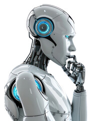 PNG  Futuristic thinking robot with technology