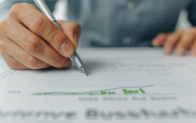 Close-up of a person writing on a document with a silver pen. Suitable for office, business, finance, and productivity concepts.