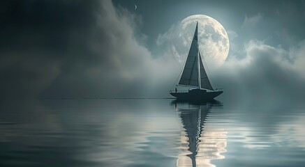 A tranquil paper quling scane sailboat UHD wallpaper