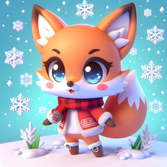 Chibi Fox with a Snowflake