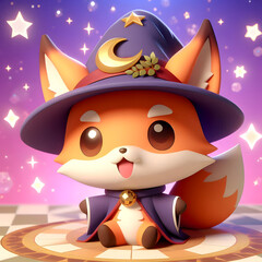 Chibi Fox with a Wizard Hat 