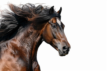 Horse in motion. Isolated on white background. Gallop