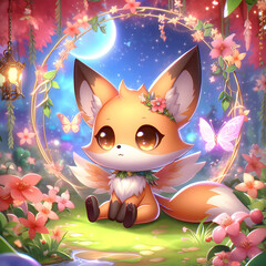 Chibi Fox in a Fairy Ring