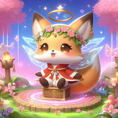 Chibi Fox in a Dreamy Landscape