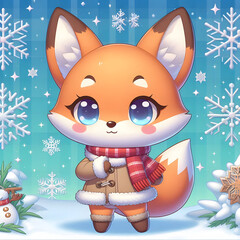 Chibi Fox with a Snowflake