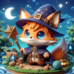 Chibi Fox with a Star Wand
