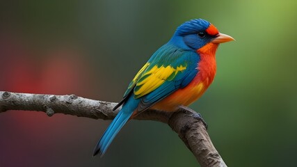 Obraz premium A colorful bird on a branch with a heart, showing the beauty of nature and bird love. Generative AI