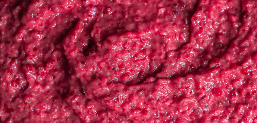 Obraz premium Berry yoghurt ice cream. Smoothies from fresh fruits and berries. Ice cream texture. Delicious sweet dessert close-up as a background.