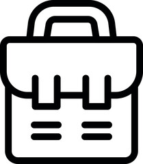 Simple black outline icon of a business briefcase, perfect for representing work, business, or office concepts