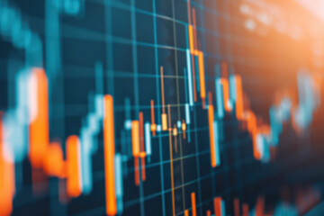 Abstract digital stock market visualization with fluctuating graph lines and glowing data points on a dark background