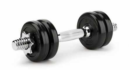 Naklejka premium Black Dumbbell on White Background