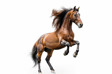 Horse in motion. Isolated on white background. Gallop