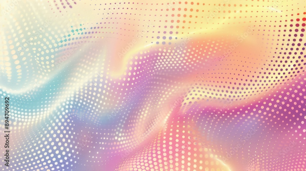Poster vibrant abstract gradient background with smooth waves and dotted patterns in pastel colors, perfect