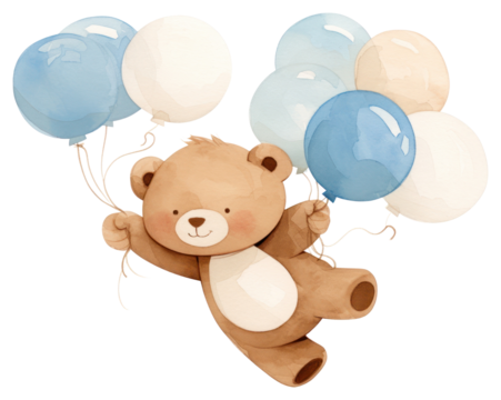 PNG  Cute bear holding balloons