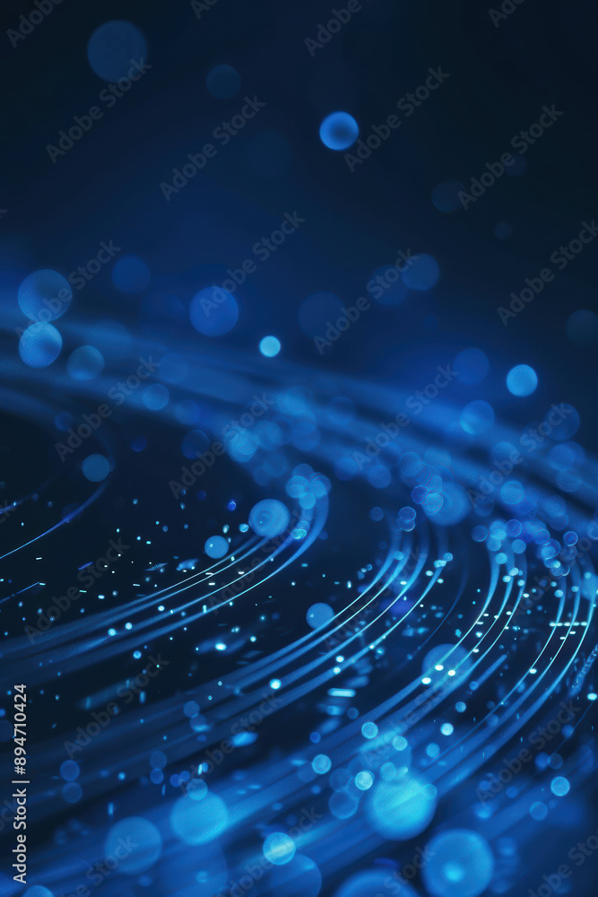 Poster abstract futuristic blue data lines and glowing particles on a dark background, representing technol