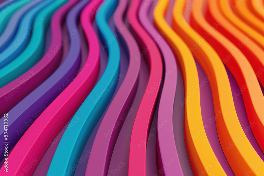 Aufkleber vibrant abstract background featuring colorful wavy stripes in rainbow hues, creating a dynamic and 