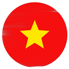 vietnam flag round shape with paint strokes on transparent background