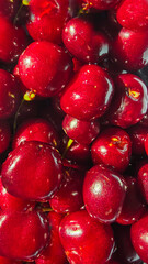 Large cherries. Autumn harvest. Making jam and sauce. Still life.