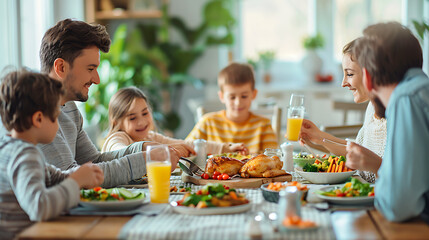 Happy Family Enjoying Dinner Together at Home