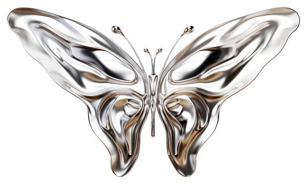 PNG Abstract metallic butterfly art - Powered by Adobe