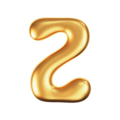 3d gold liquid letter Z in y2k style isolated on a white background. Render of 3d golden inflated bubble alphabet with glossy effect. 3d vector y2k typography letter