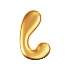 Naklejka premium 3d gold liquid letter L in y2k style isolated on a white background. Render of 3d golden inflated bubble alphabet with glossy effect. 3d vector y2k typography letter