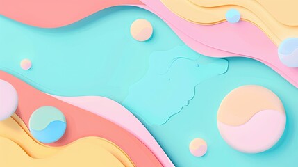Dreamscape flat design top view abstract theme animation colored pastel