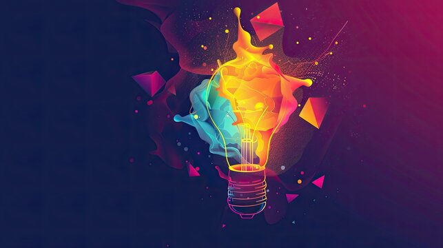 Chain reaction of ideas flat design side view creative theme animation Complementary Color Scheme