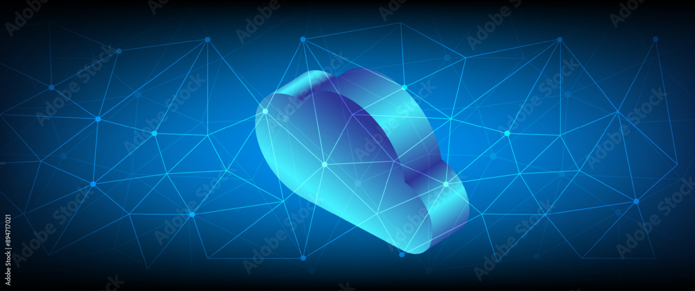Poster cloud technology. integrated digital web concept background. digital service or application with dat