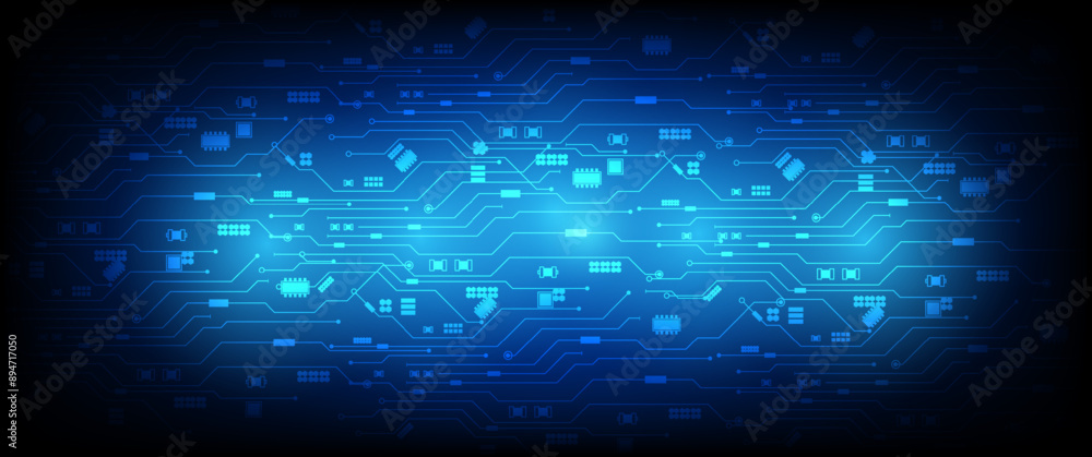 Poster abstract technology speed concept. technology chip processor background circuit board blue technolog