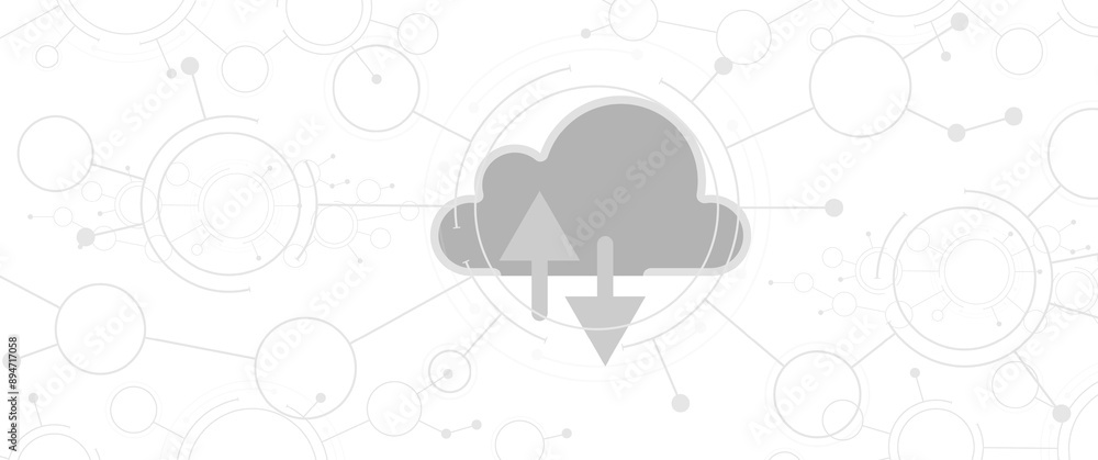 Poster cloud technology. integrated digital web concept background. digital service or application with dat