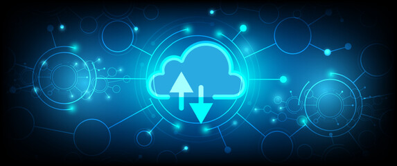Cloud technology. Integrated digital web concept background. digital service or application with data transmission. Network computing technologies. Hi-tech digital technology concept	
