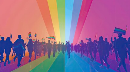 Fototapeta premium Satellite image of LGBTQ+ parade flat design front view celebration theme animation Split-complementary color scheme