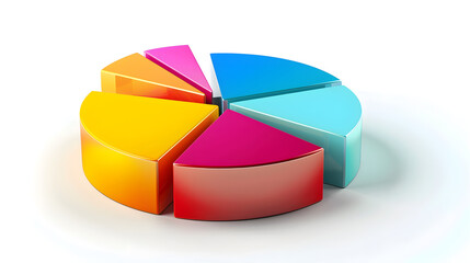 Obraz premium 3D Rendered Colorful Pie Chart Illustration for Business and Data Representation in Bright Colors on White Background