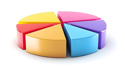 Obraz premium Vibrant 3D Rendered Pie Chart in Bright Colors Showing Data Visualization and Economic Statistics