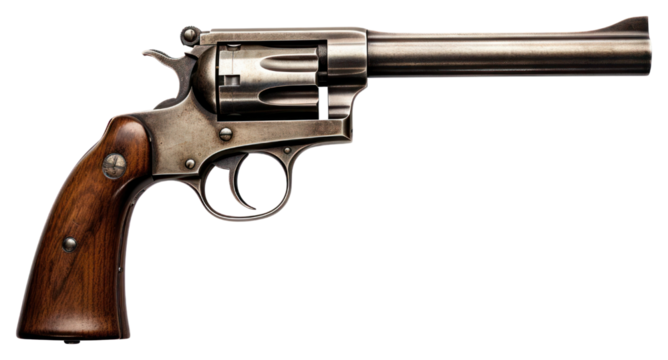PNG Vintage revolver with wooden grip