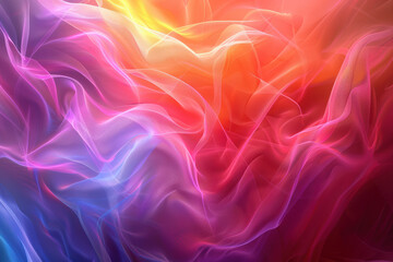 Fototapeta premium Vibrant abstract background with dynamic flowing lines in shades of purple, pink, red, and yellow, creating a mesmerizing and colorful visual effect.