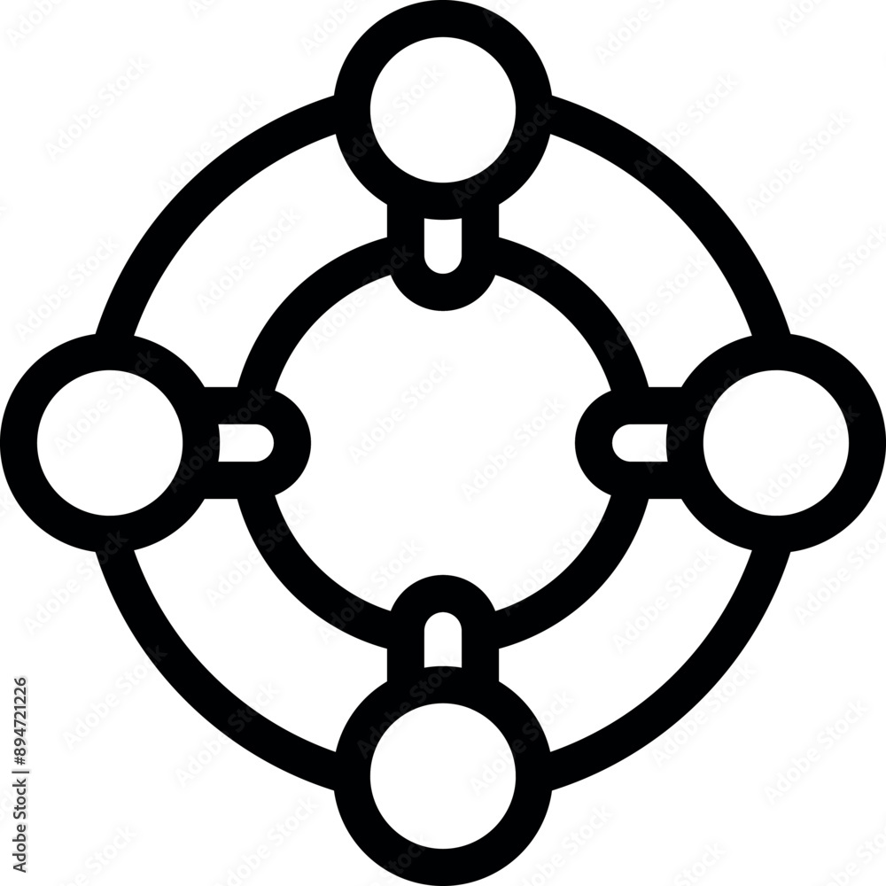 Poster simple icon of four nodes connecting in a circular network diagram, representing a concept