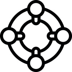 Fototapeta premium Simple icon of four nodes connecting in a circular network diagram, representing a concept