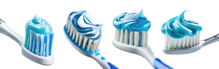 Set of toothbrushes with toothpaste, cut out