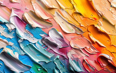 Colorful oil paint strokes creating a beautiful abstract texture, showcasing a vibrant palette in various shades, perfect for artistic backgrounds.