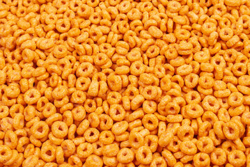 Corn-flakes background and texture. Top view.