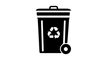 recycle bin icon, simple black shape of a recycling bin in vector